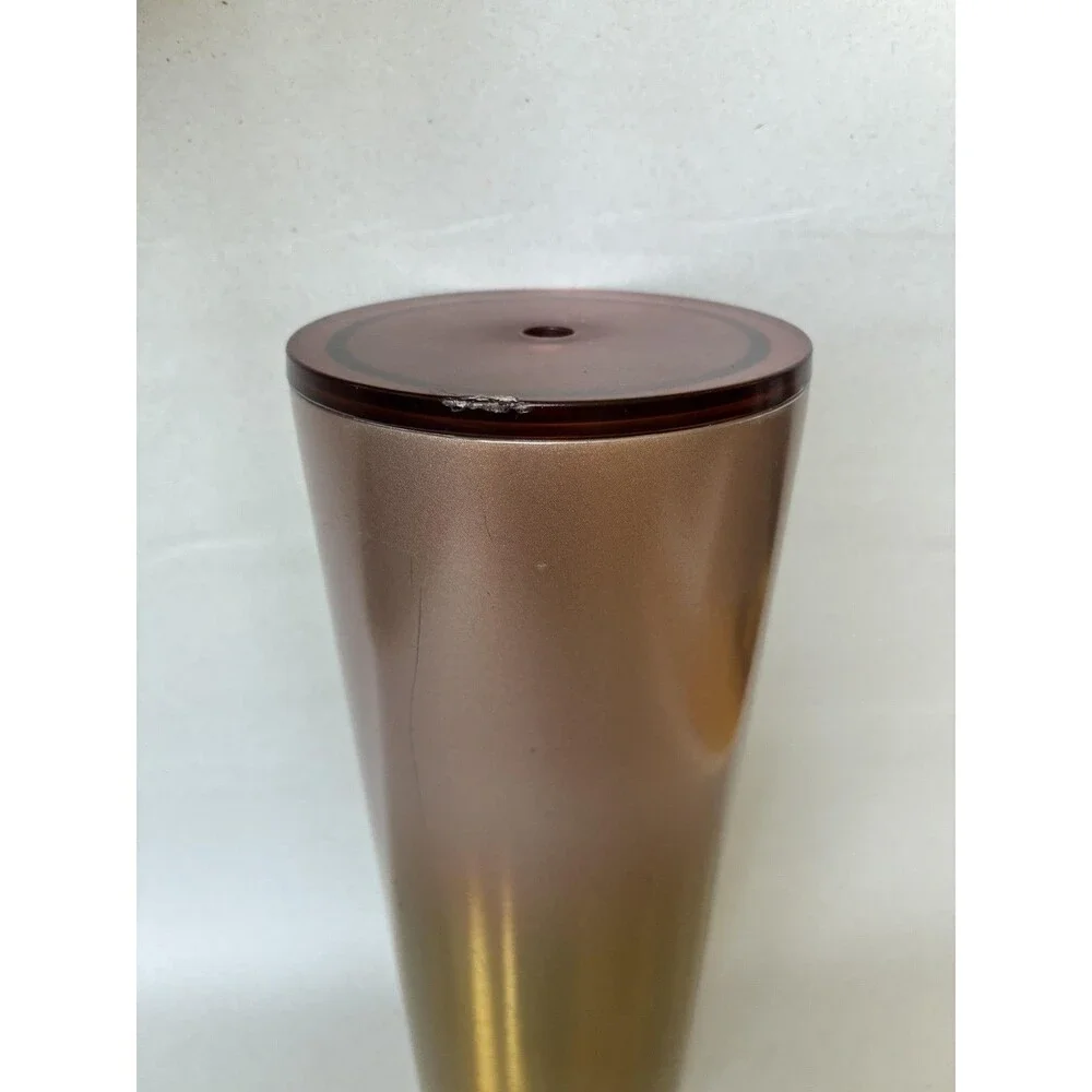 Starbucks Tumbler 24oz Gold Rose Gold Ombre Stainless Travel Cold Cup NO STRAW